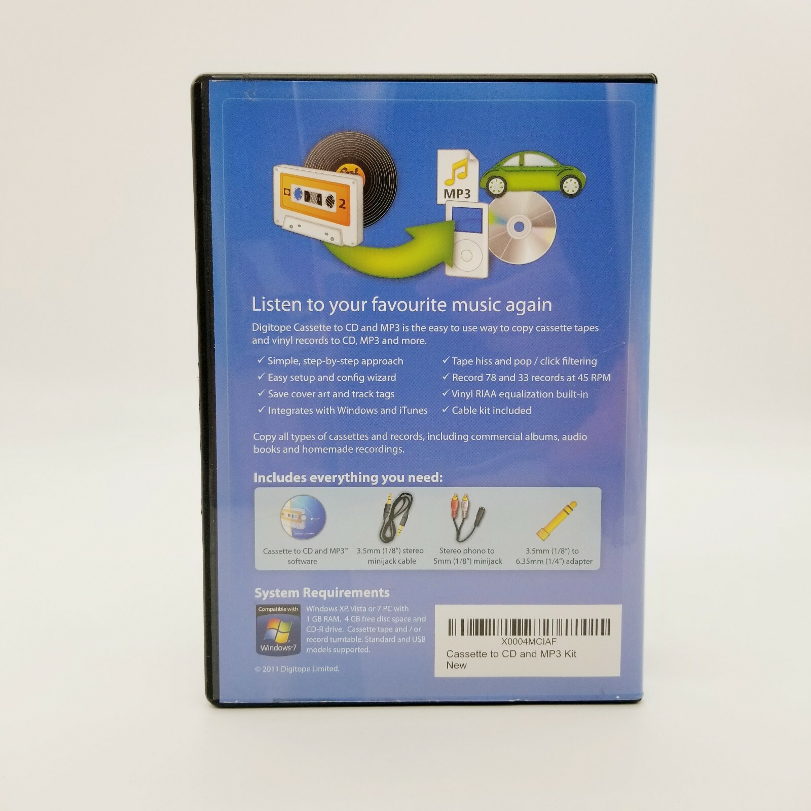 Digitope Cassette to CD MP3 Version 4 Cord Adaptor Instructions Disc Win 7+ CIB