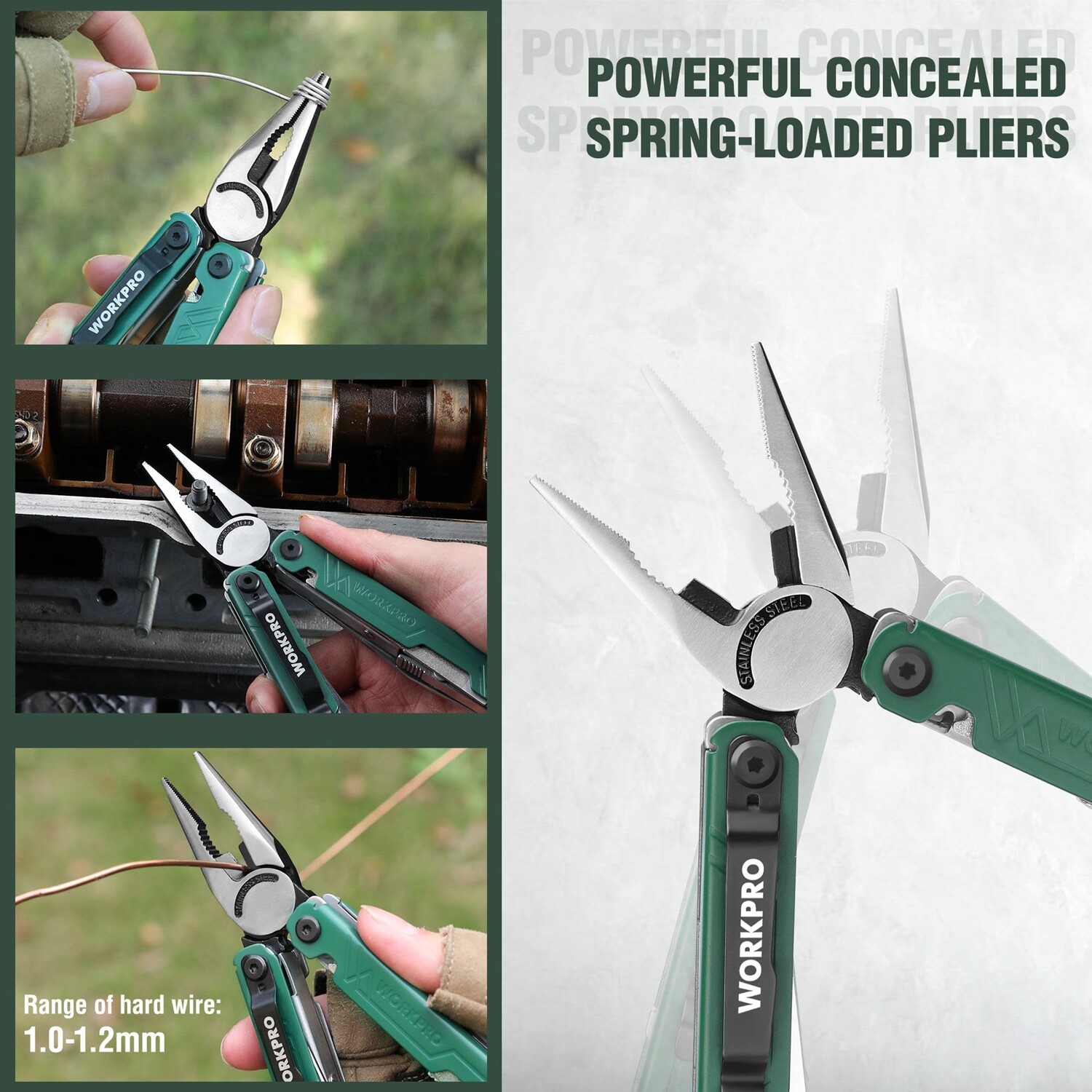 WORKPRO 18-in-1 Multitool Plier EDC Multi Tool w/ 2 Safety Lock Stainless Steel