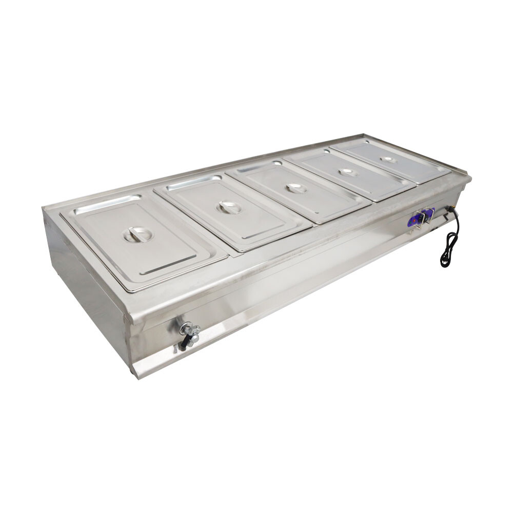 Full Size Pan Bain-Marie Buffet Food Warmer Steam Table Warmer Five Pans 4"deep