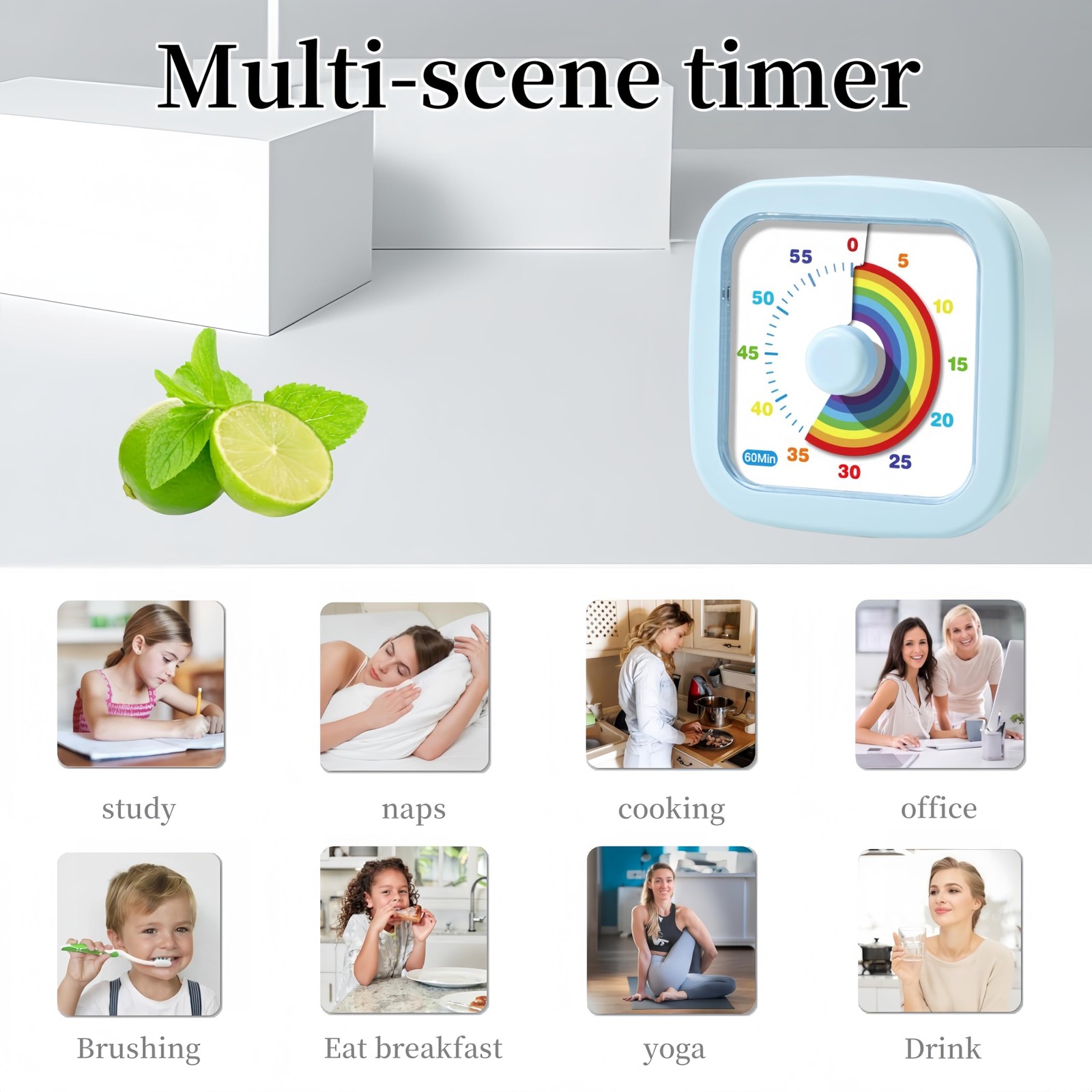 Kids Visual Timer Cute Rainbow 60 Minute Countdown Timer Time Management for...