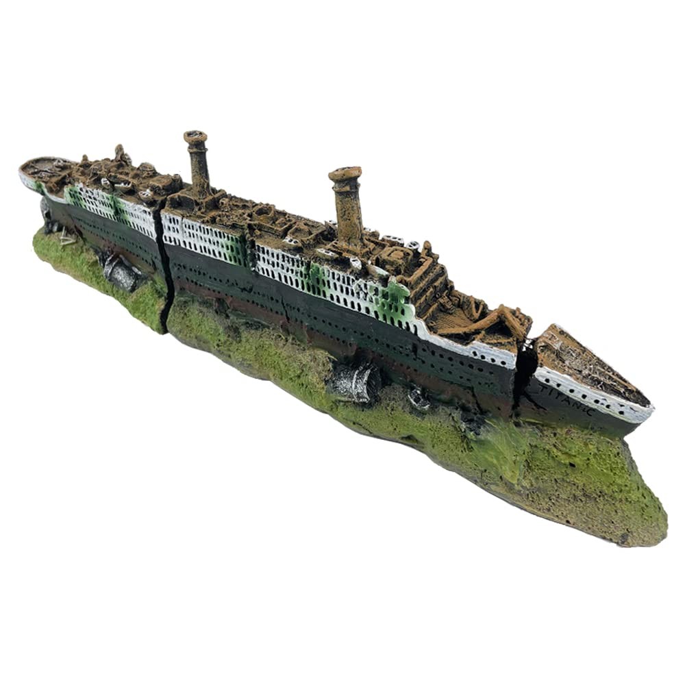 Vmcn Titanic Shipwreck Aquarium Ship Wreckage Aquarium Ornament For Fish Tank