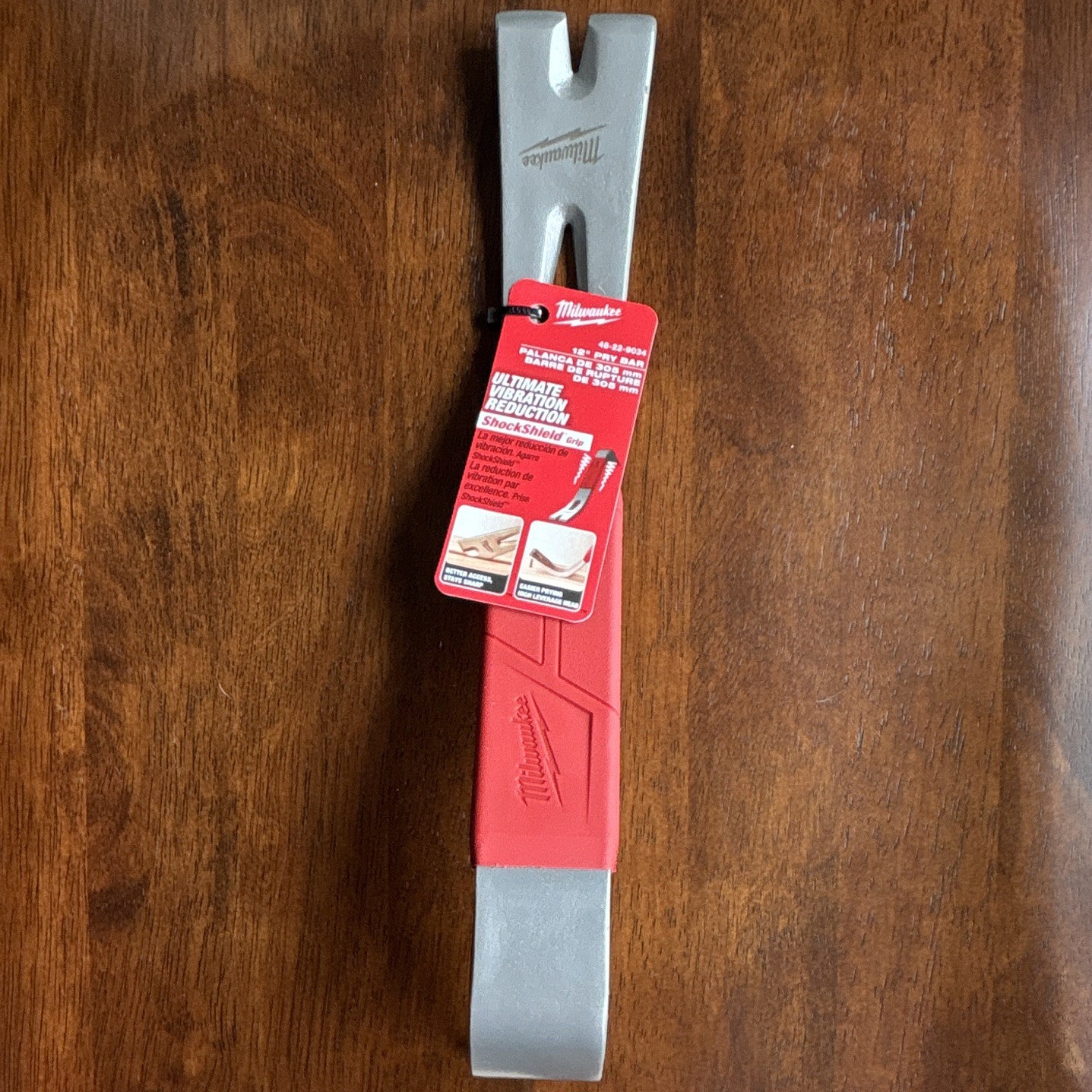 Milwaukee 12in Steel Pry Bar Wrecking Bar Red Handle 48-22-9212