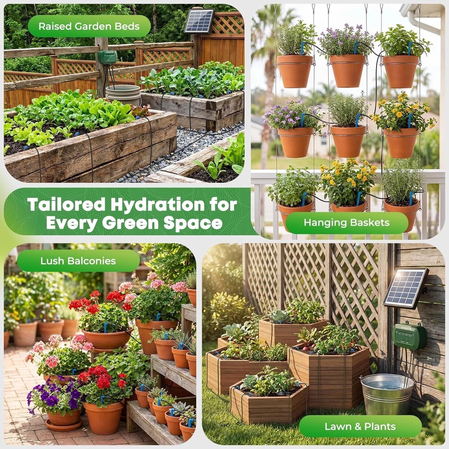 Solar Drip Irrigation System, Automatic Watering Kit with Split Design & Anti...