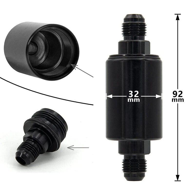 6AN Fuel Filters Removable and Replaceable Black Anodized Aluminum
