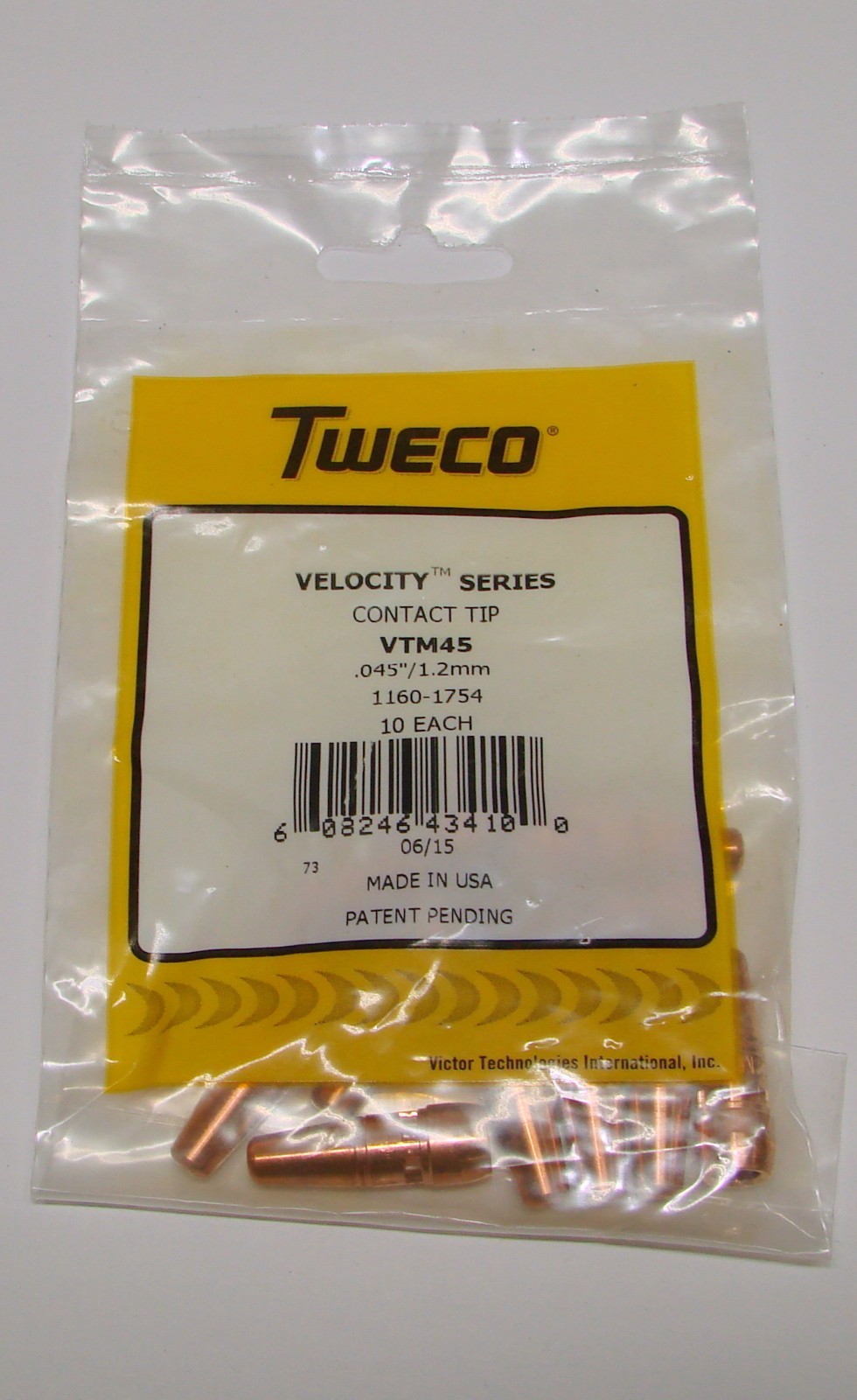 10 pk genuine TWECO VTM45 Velocity Series CONTACT TIPS ---- 1160-1754