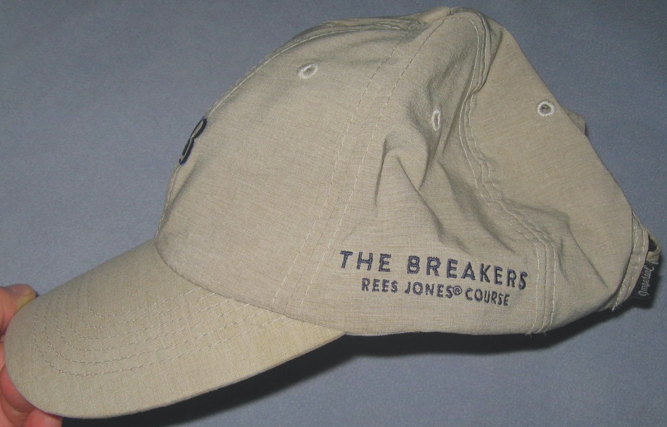 The Breakers Rees Jones Course Palm Beach Strapback Hat Khaki Dual Embroidered