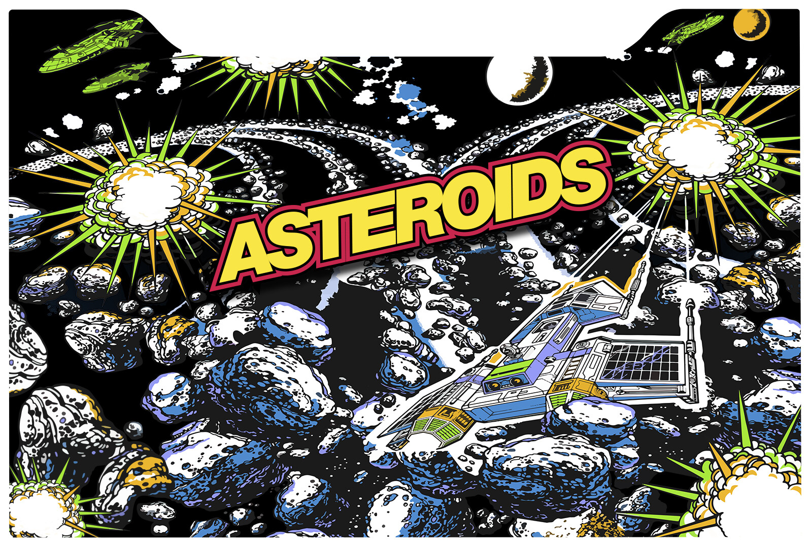 Asteroids Arcade 1up Cabinet Riser Graphic Decal Sticker
