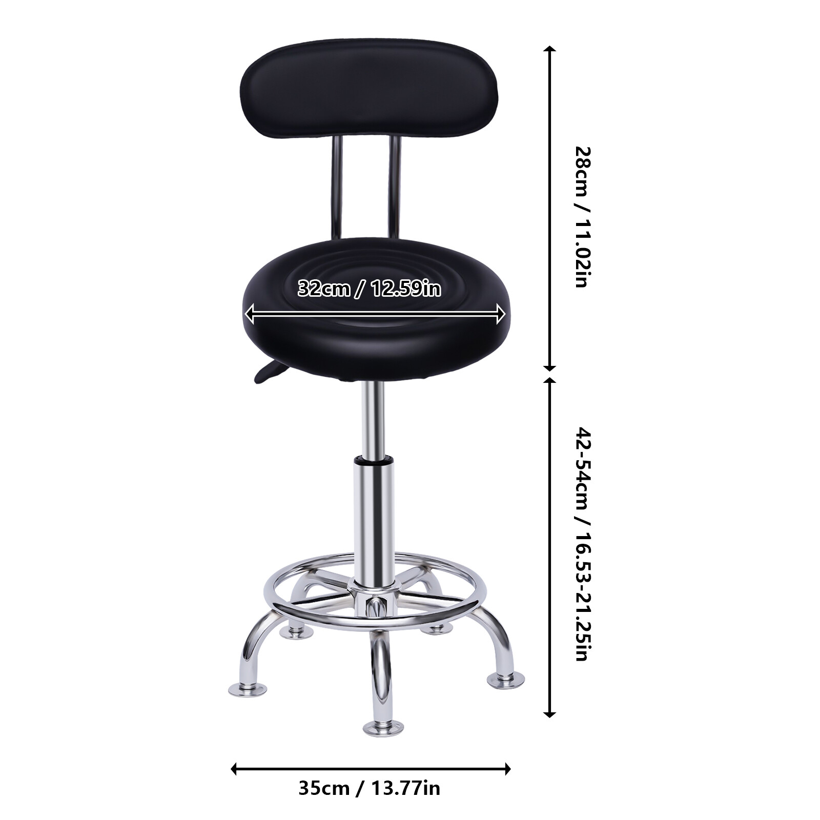 Hydraulic Garage Work Chair Leather Work Shop Stool Bench Height-Adjustable