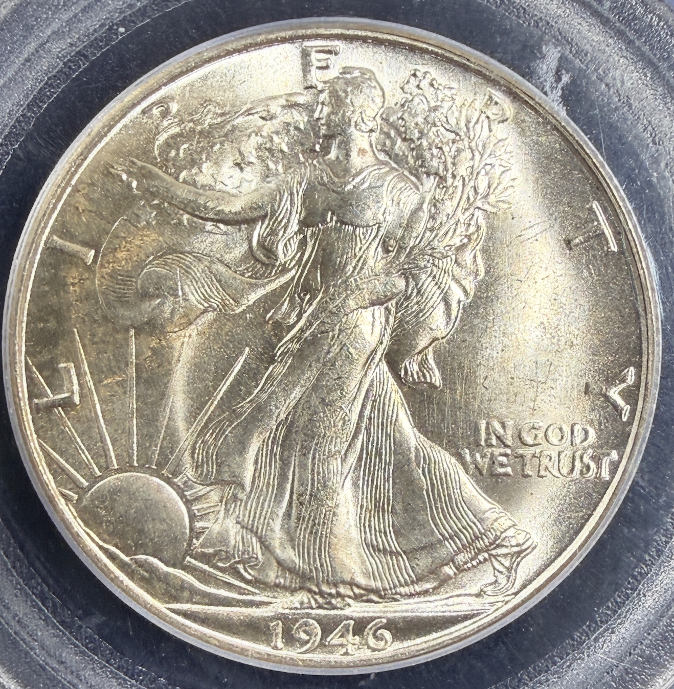 1946-S 50C Walking Liberty Half Dollar PCGS MS65 Gem Quality Detail Toning Hints