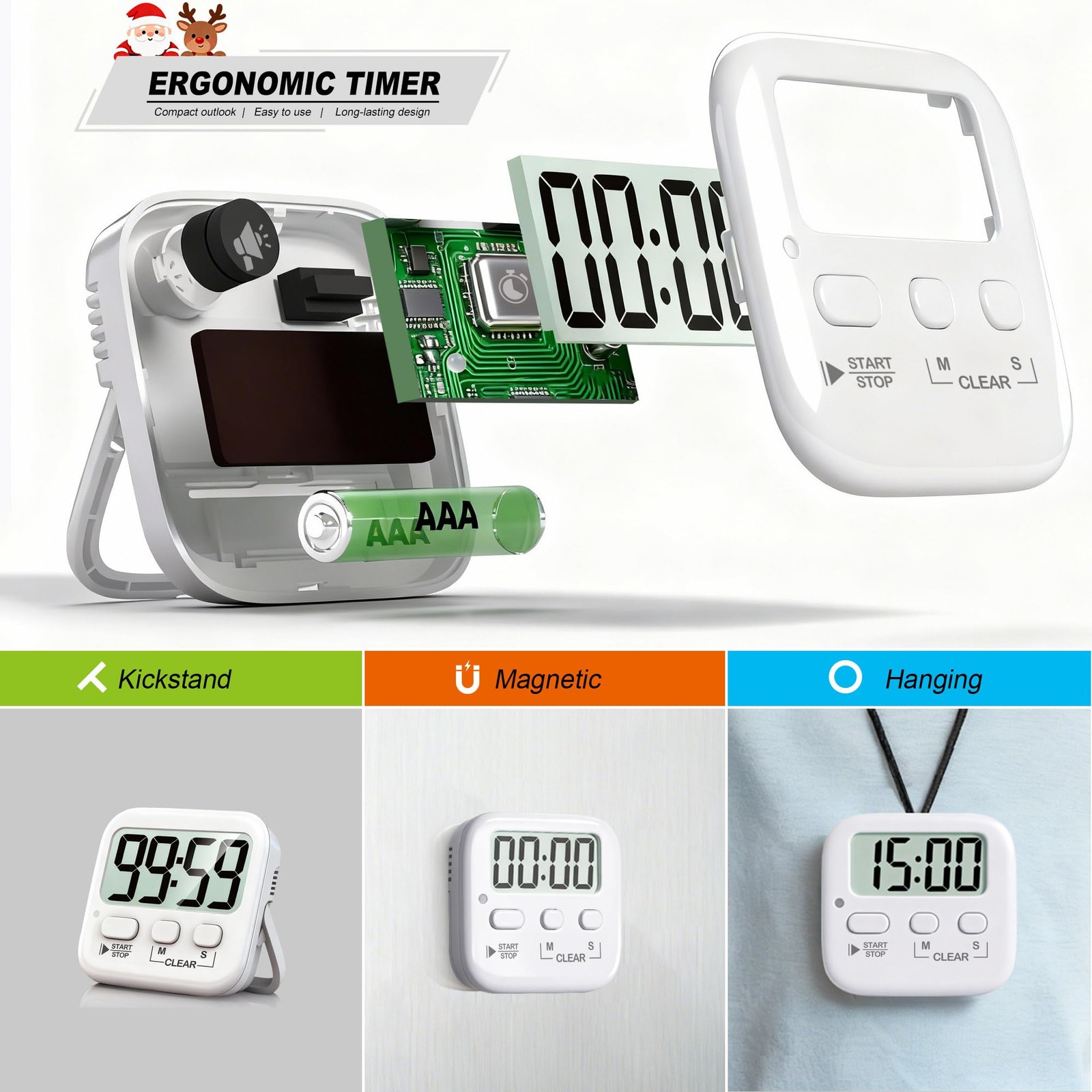 2 Pack Digital Timer for Kids, Magnetic Countdown Kitchen Timers for Cooking,...
