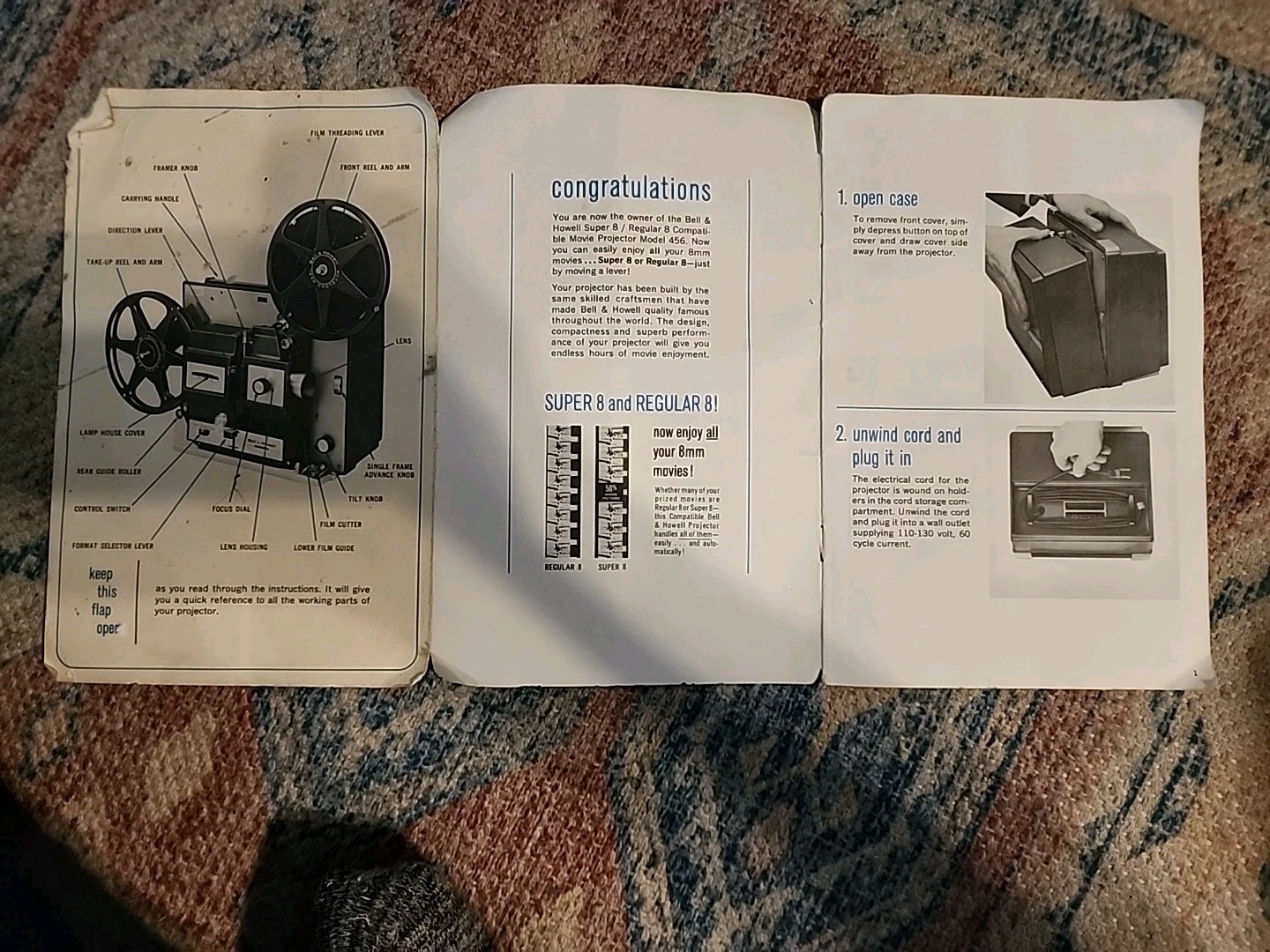 BELL & HOWELL COMPATIBLE 456 AUTOLOAD 8mm & SUPER 8 MOVIE PROJECTOR INSTRUCTIONS