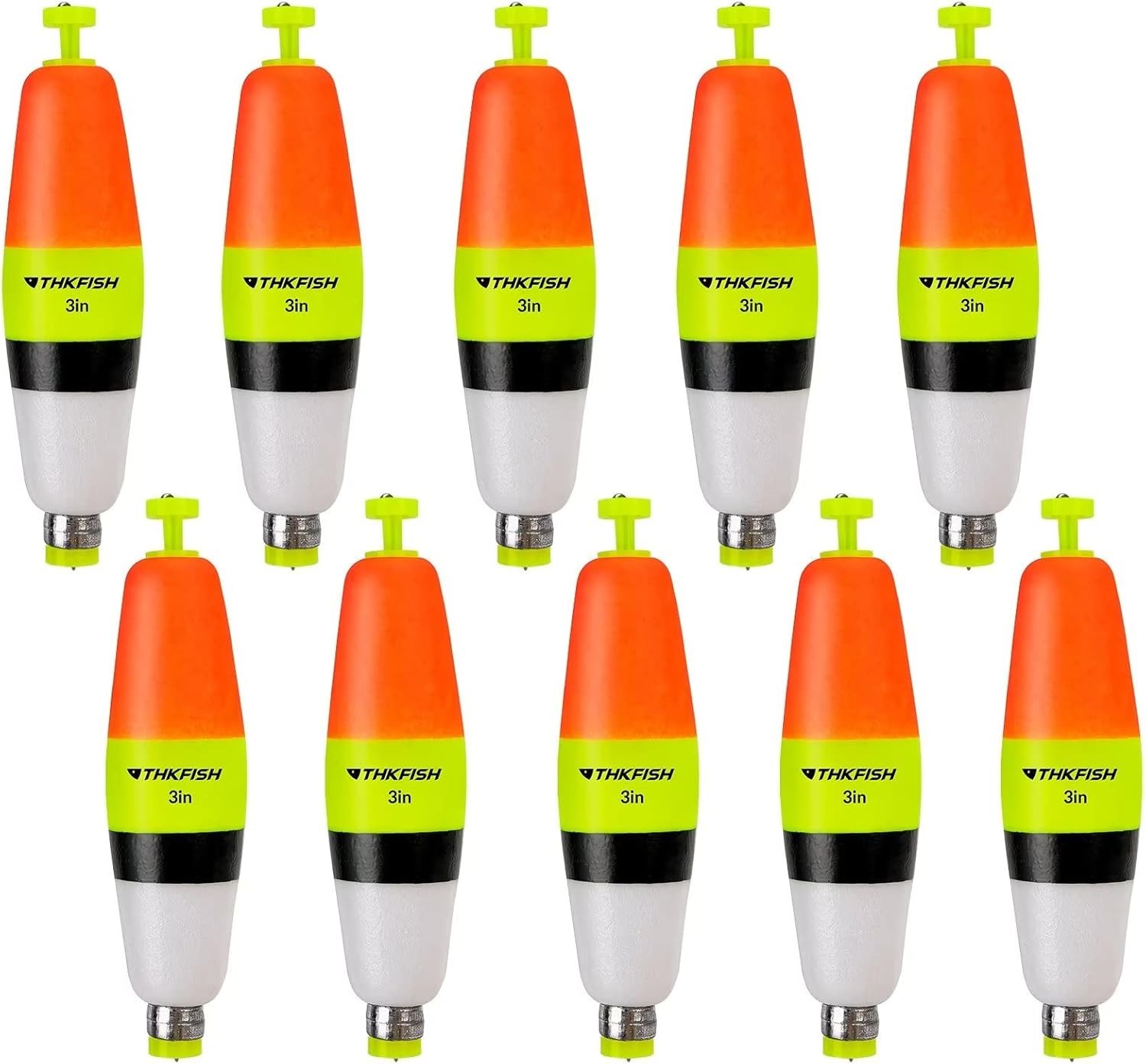 10 Pack 1.5in/2in/3in Fishing Slip Bobbers EVA Fishing Float Red/Green Snap-On