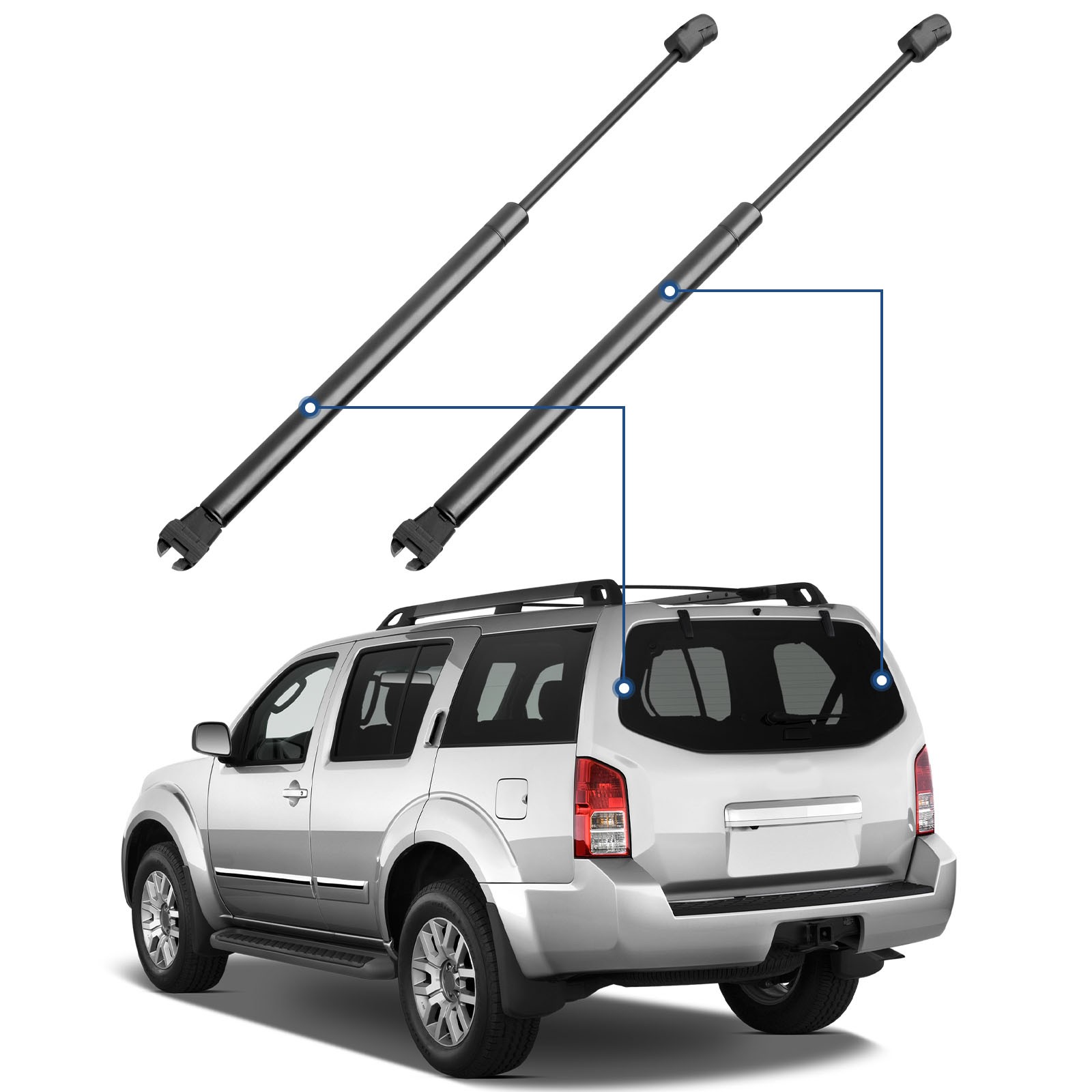 For 2005-2013 Nissan Pathfinder Qty 2 Rear Window Glass Lift Supports Struts