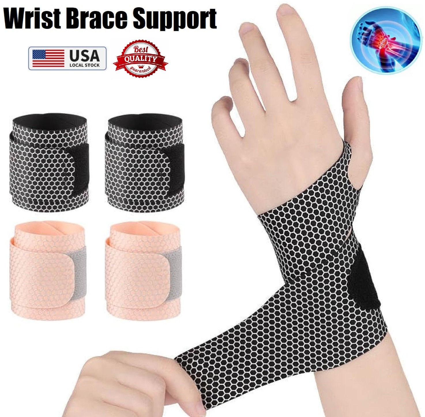 Thin Wrist Compression Band Wrist Support Adjustable Sports Fits Both Hands USA