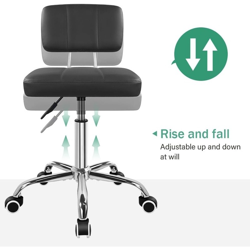 360 Swivel Rolling Stool Chair Height Adjustable Office Task Chair Easy Assembly
