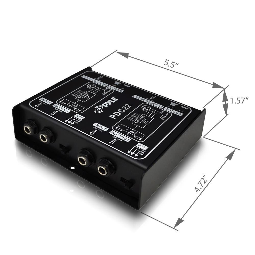 PYLE-PRO Premium Direct Injection Audio Box - Passive DI Unit Hum Eliminator W/