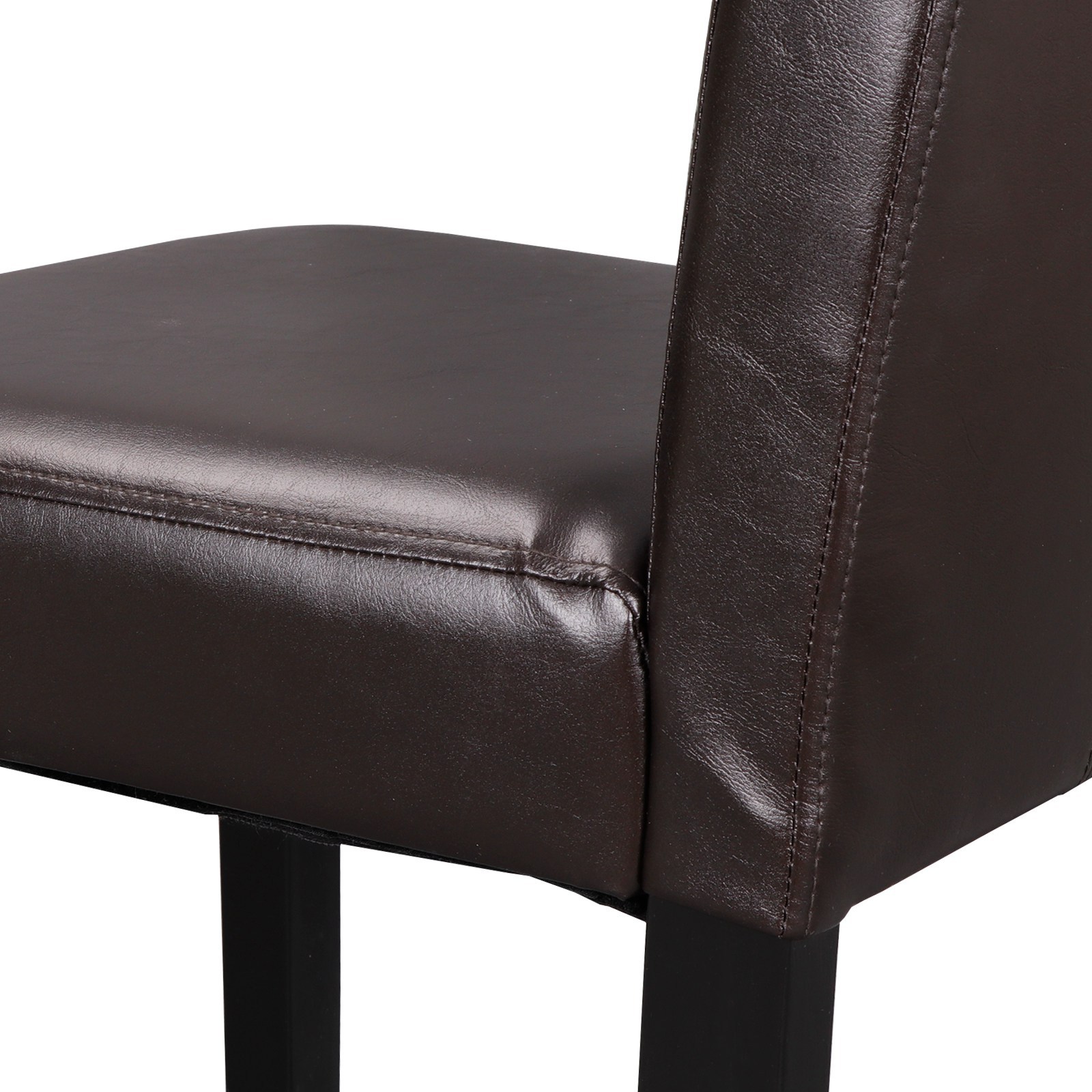 Dining Parson Chairs High Brown PU Leather Set of 4 Elegant Design Home Kitchen