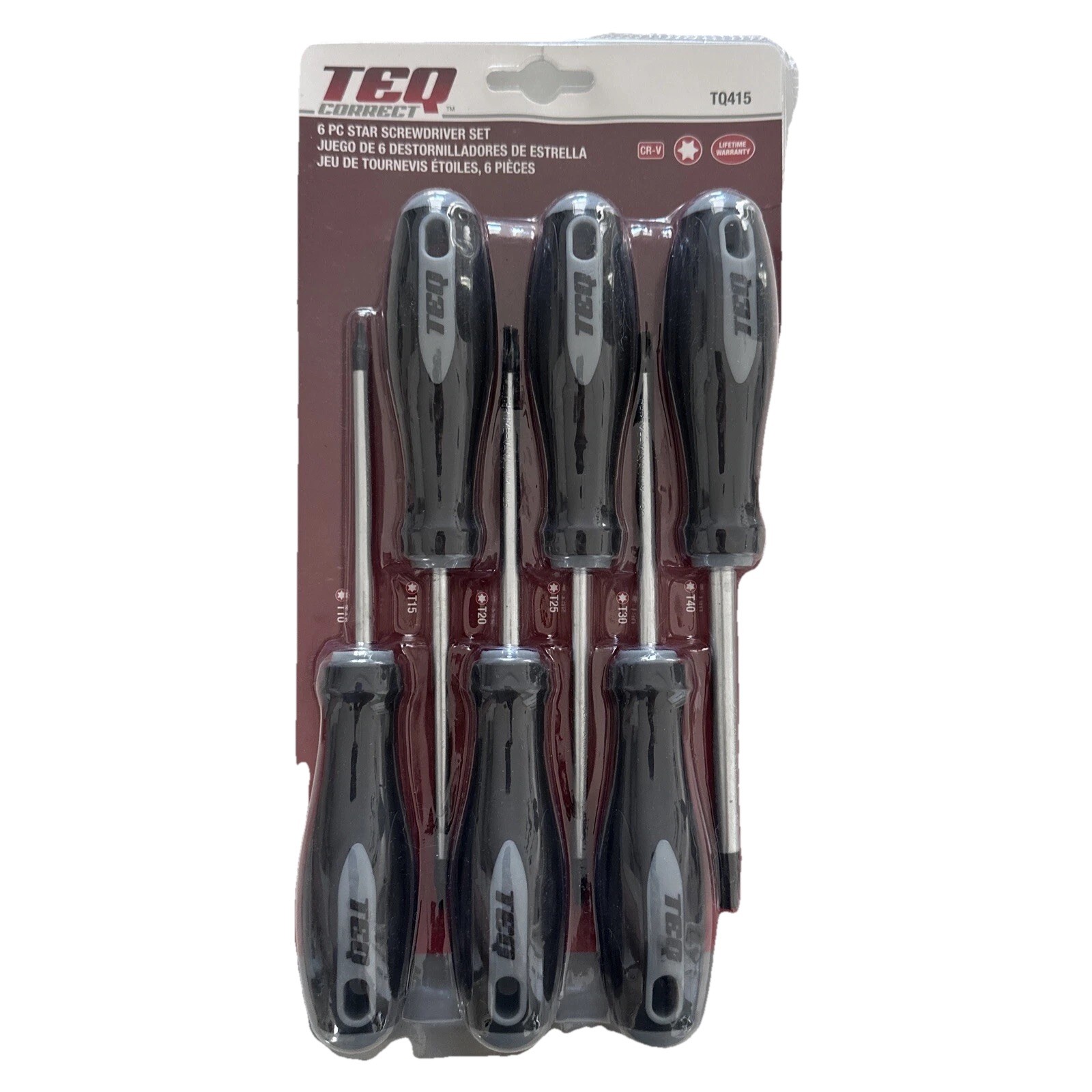 TEQ Correct 6 Piece Star Torx Screwdriver Set T10, T15, T20, T30, T40  No. TQ415