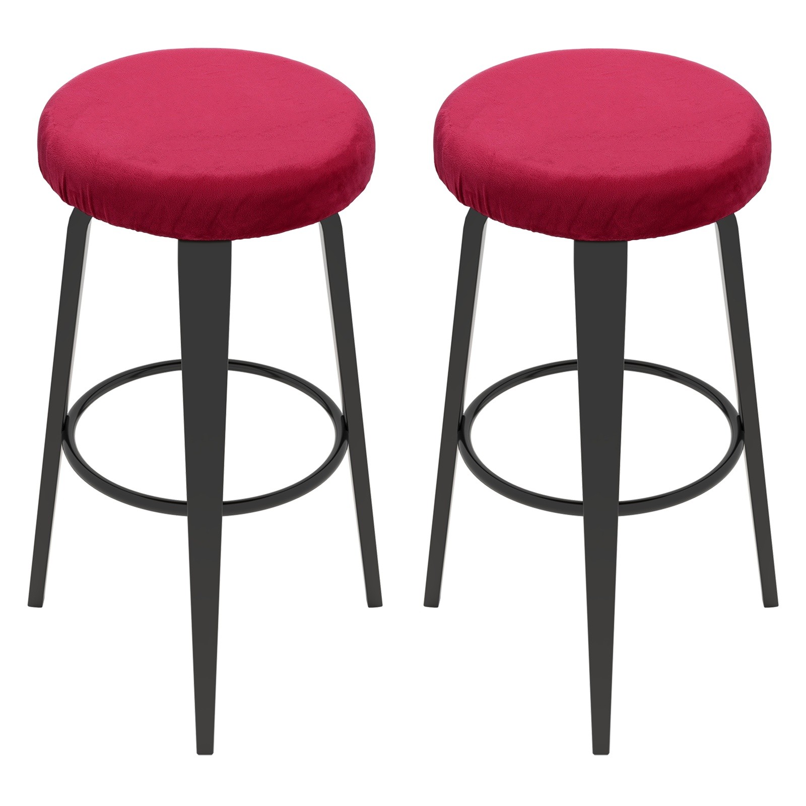 2 Pcs Bar Stool Covers, 10-14" Round Stool Covers with Elastic Band, Red