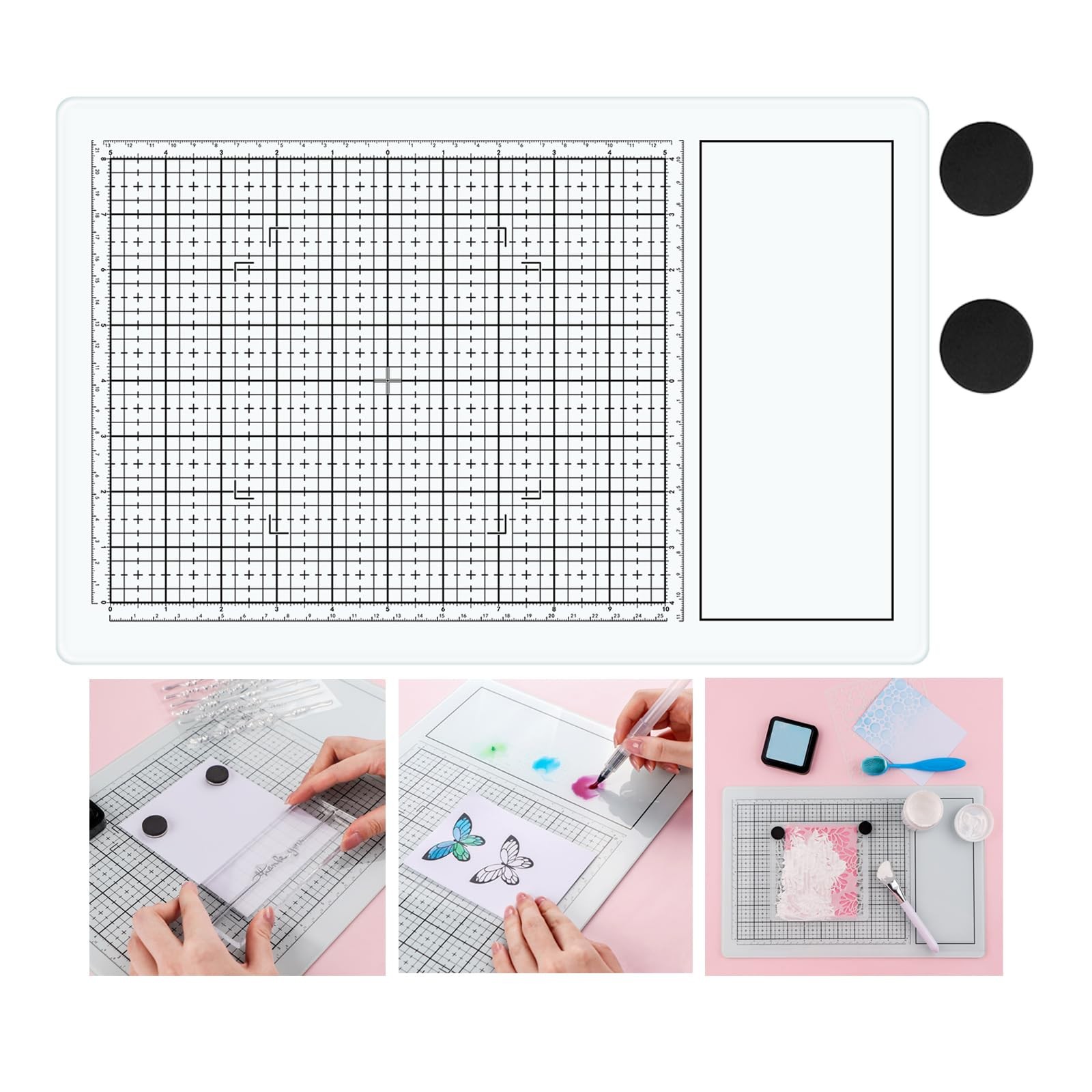 BAOFALI Magnetic Glass Craft Mat 15.75x10.24 Heat Resistant Media Cutting Mat wi