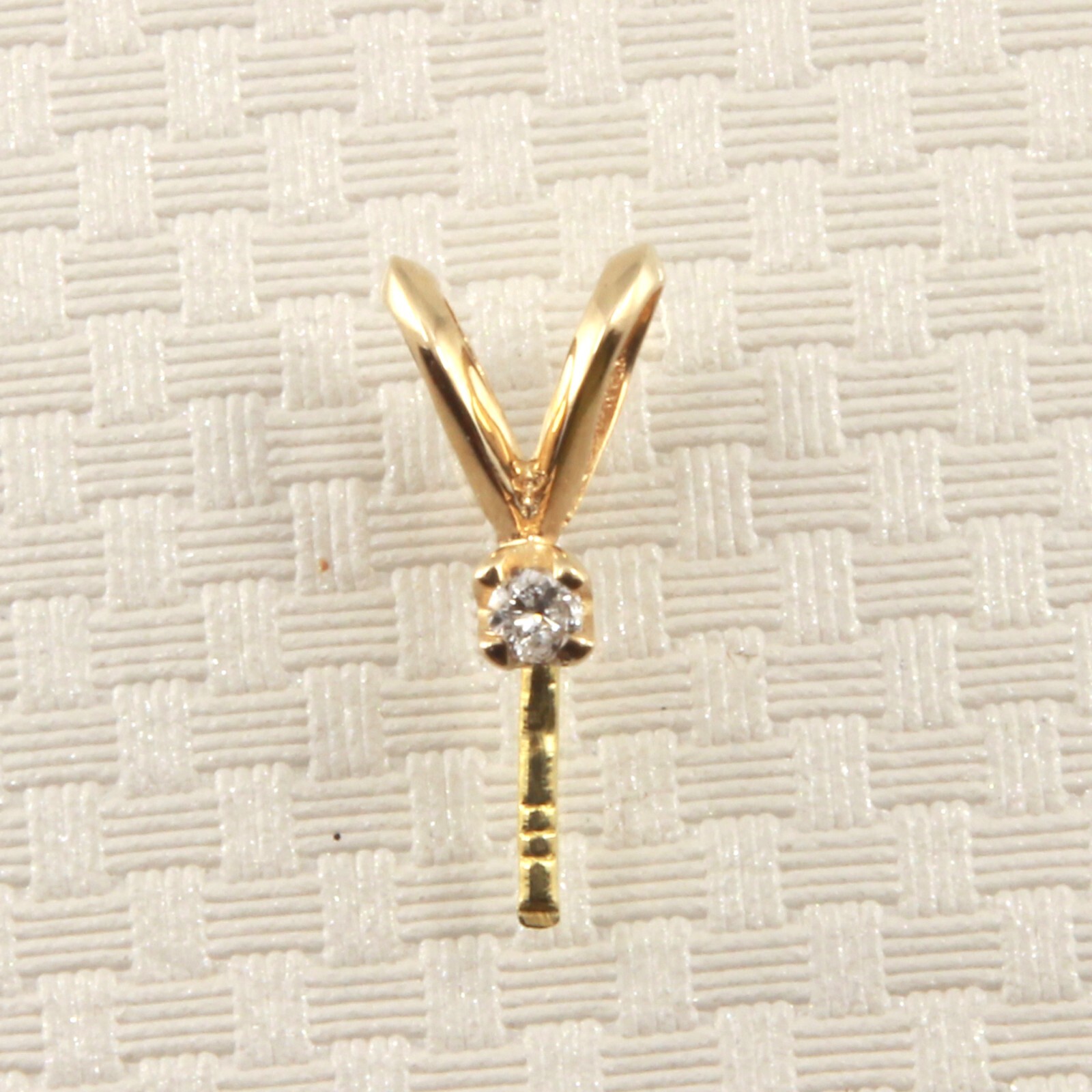 14K Gold Diamond-Set Rabbit-Ear Pendant Bail for Pearls (Larger Size)