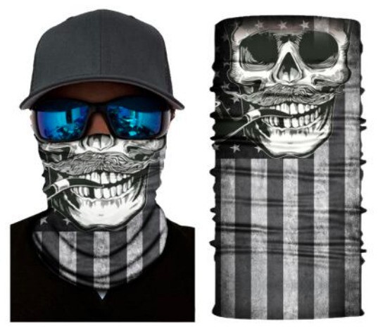 Neck Gaiter Face Mask Fishing Sun Headwear Protection Smoking Skull Flag