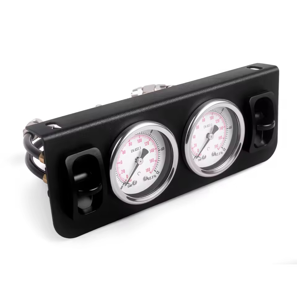 Air Control Panel Two Switch Manual Paddle Valve with Dual 180 PSI Gauge