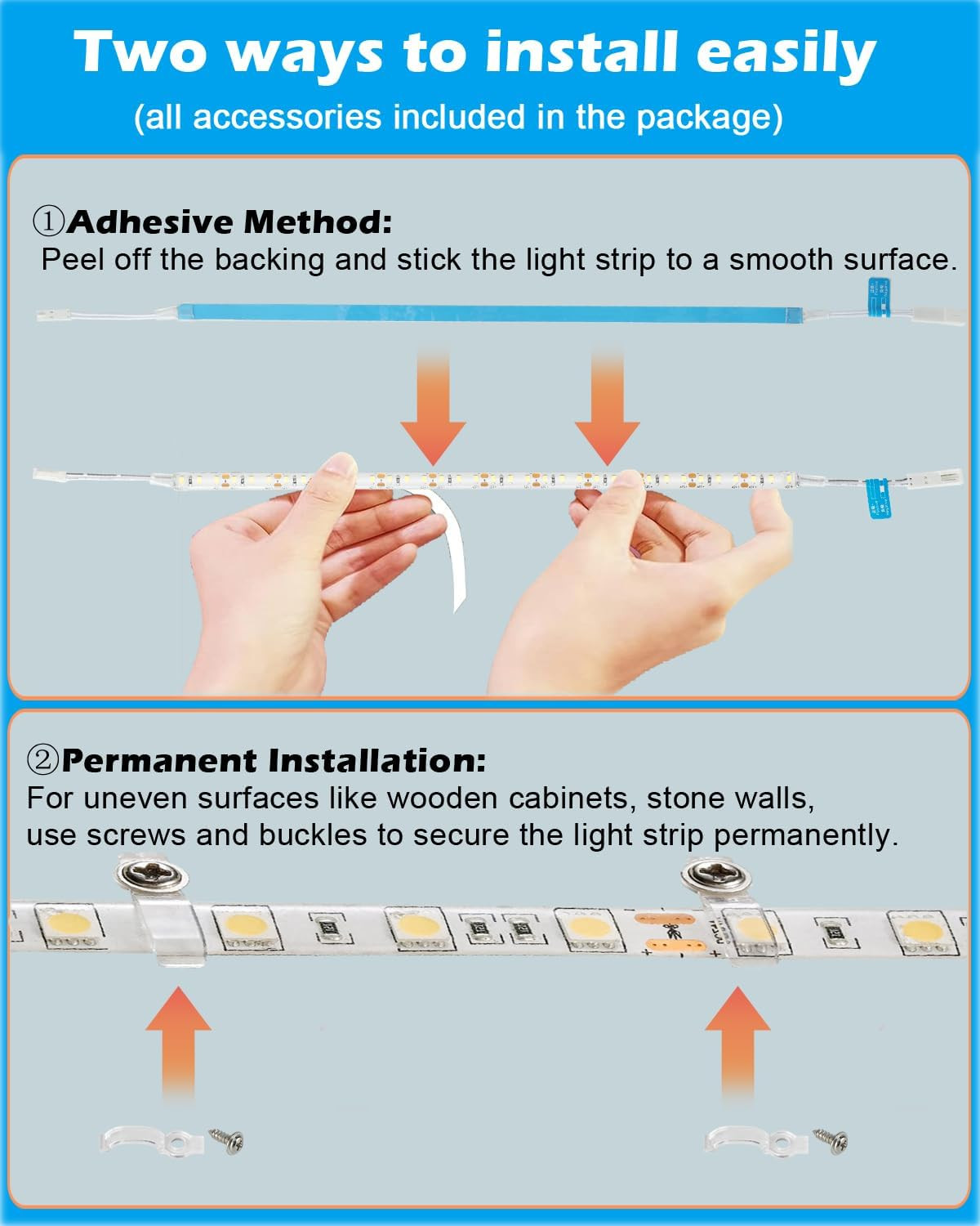 LED under Shelf Lighting Kit, (8) Linkable 12-Inch Light Strips Set, 20W 2000Lm