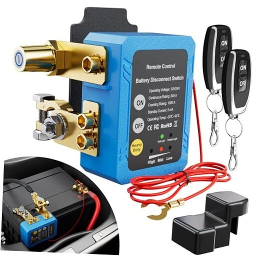 Remote Battery Disconnect Switch 12V 240A Kill Switch Side Installation