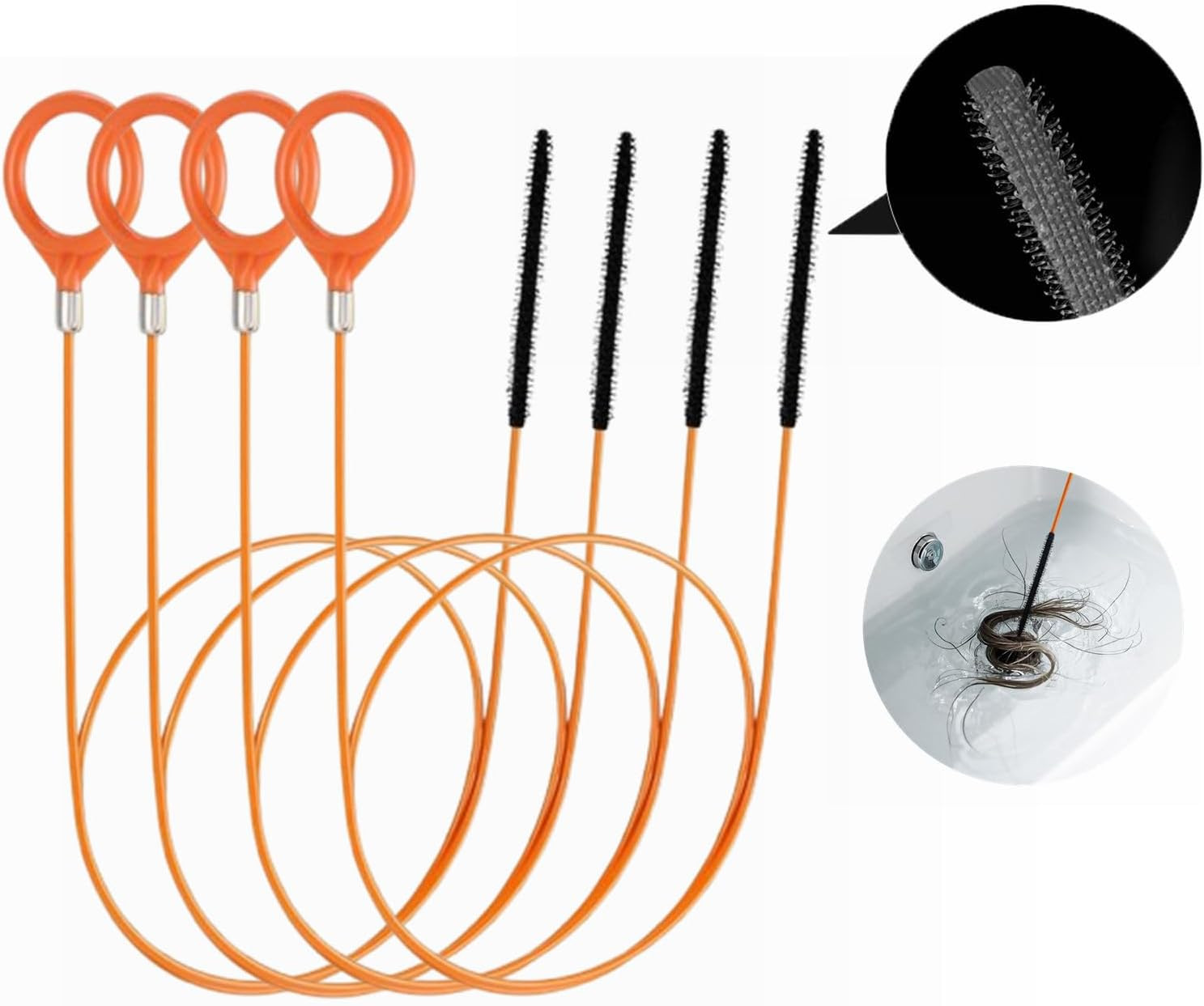 35 Inch Drain Snake Hair Clog Remover Tool, Long Flexible Anti-Break Steel Plumb