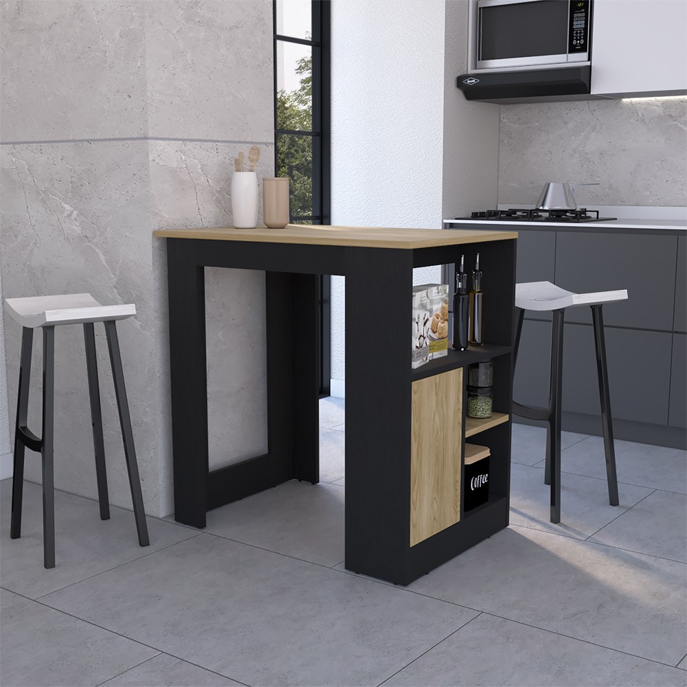 White Light Oak Kitchen Island, Rolling Cart and Towel Rack