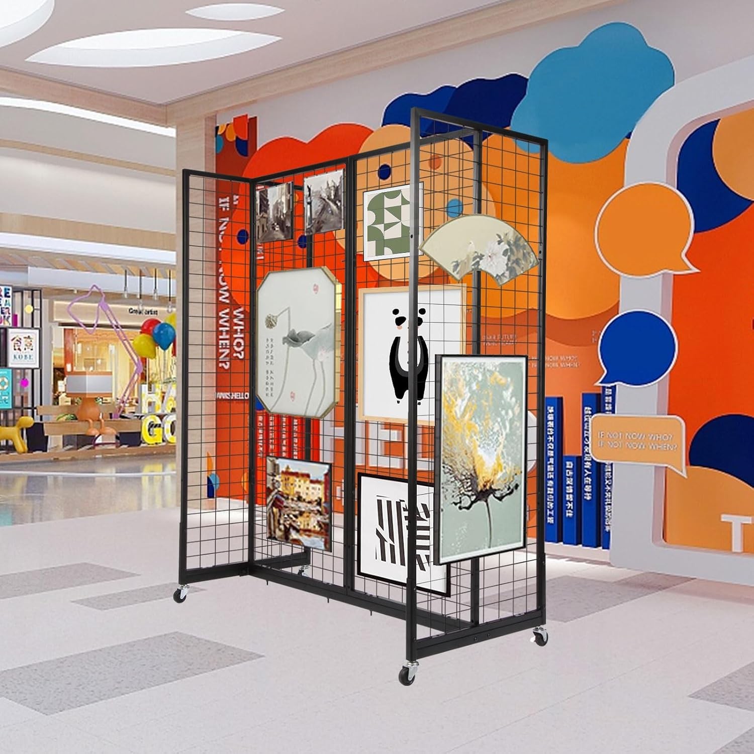 Grid Gondola Unit 4pcs 2'x 5' Grid wall Panels with Sturdy Frames Gridwall