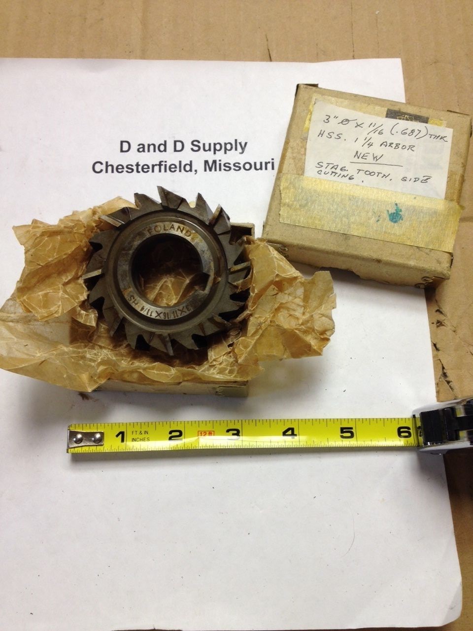 3" X 11/16" X 1-1/4", STAGGERED TOOTH SIDE MILLING CUTTER, HSS, New-Old-Stock