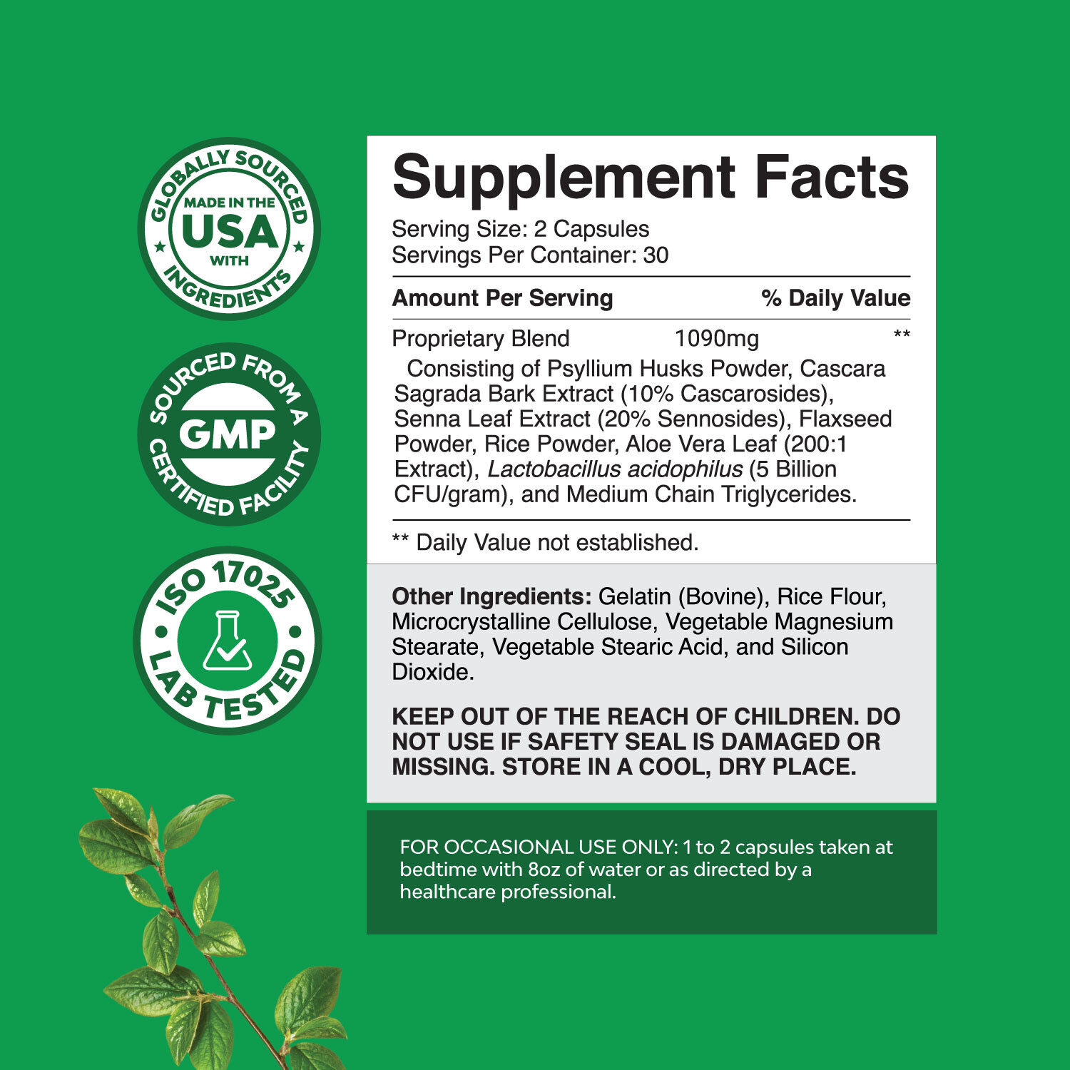 Herbal Laxative Capsules with Probiotics – Colon Cleanse and Digestive Support