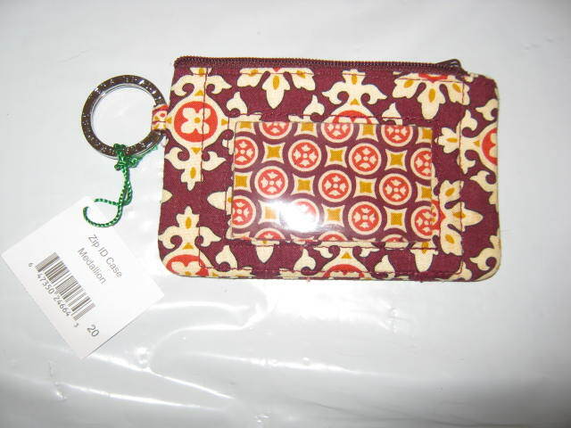 Vera Bradley Medallion ZIP ID Case w/ Key Ring 3 x 5 NWT