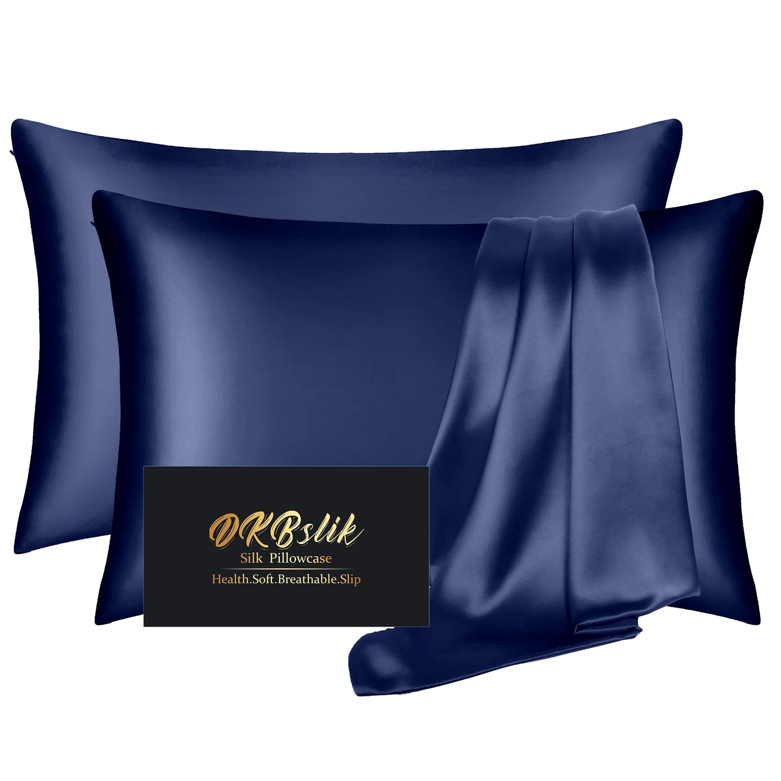 Silk Pillow Cases 2 Pack, Mulberry Silk Pillowcases Standard Set of 2, Smooth...