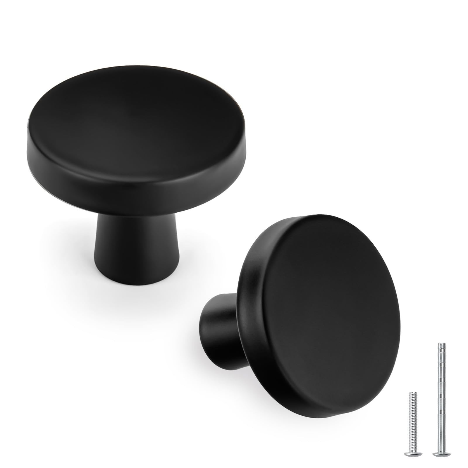 Goldenwarm 5 Pack Matte Black Cabinet Knobs for Kitchen Hardware Handles Roun...