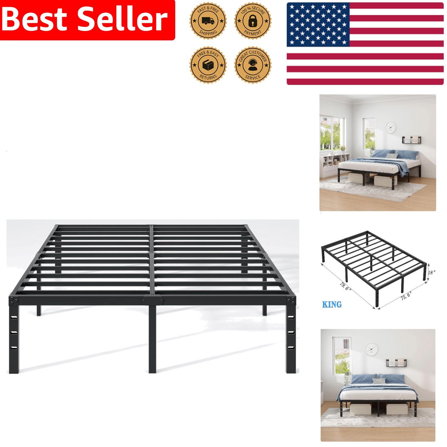 High Underbed Space No Box Spring Required