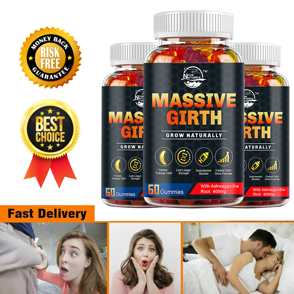XXXL Plus Size Male ENLARGER Longer Wider Bigger Male Natural Growth 180 Gummies