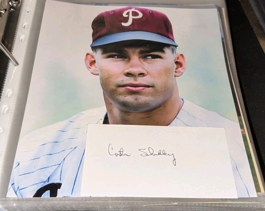 Costen Shockley Philadelphia Phillies Signed Cut With 8x10 Photo W/Our COA