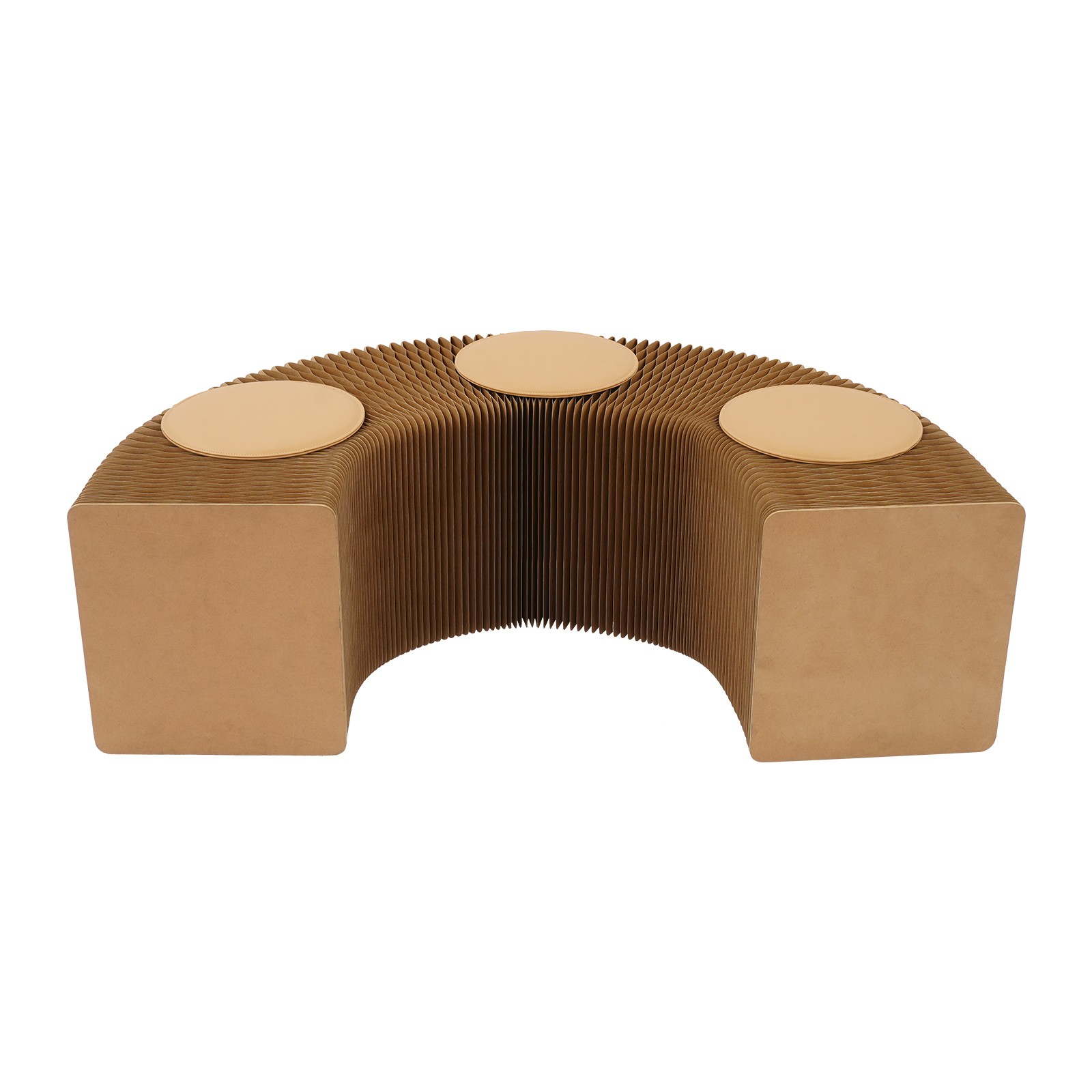 3 Seats Paper Creative Paper Stool Chair Folding Craft Bench w/Cushion Brown