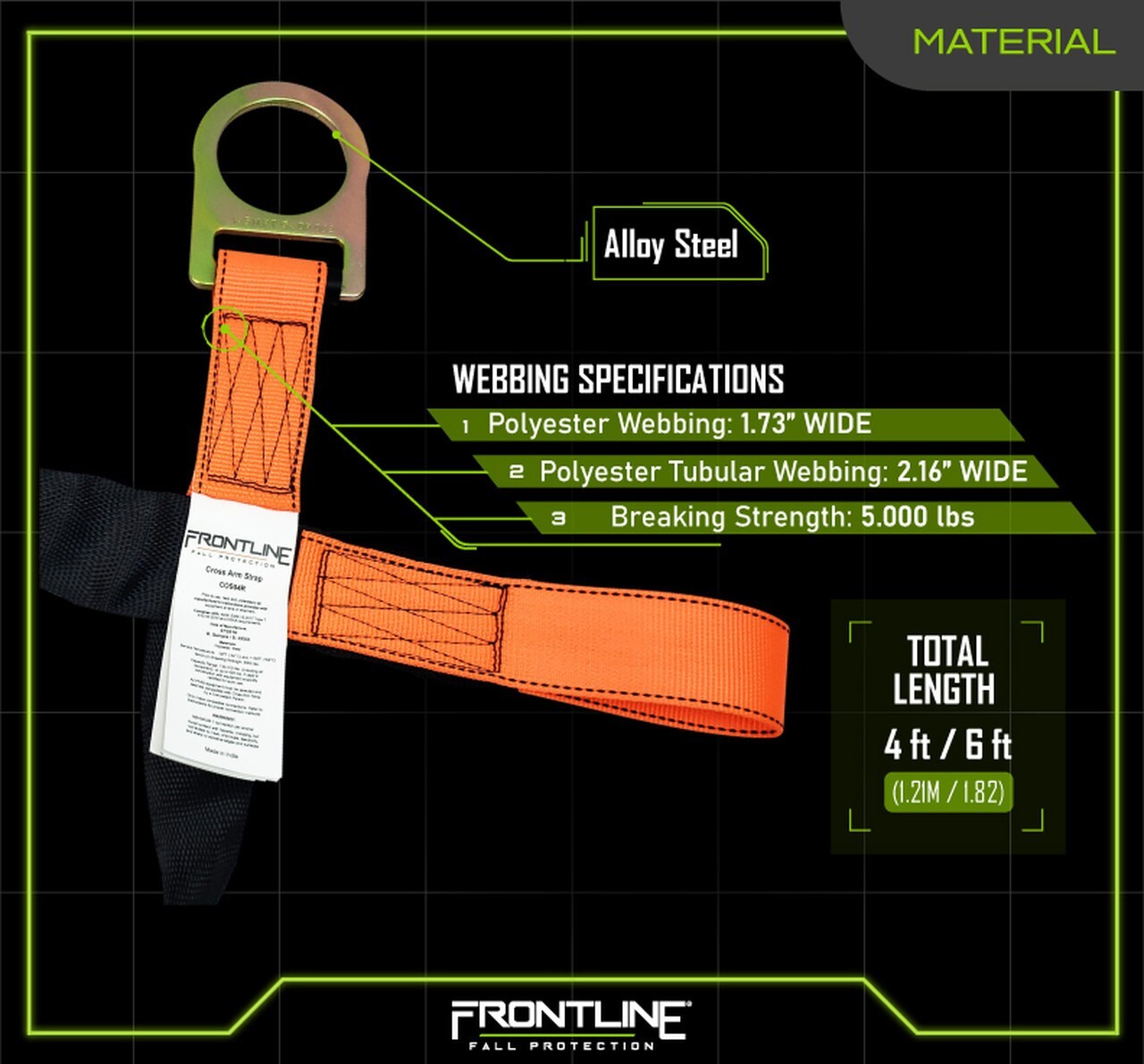 Frontline COS06R Concrete Embed 6' Anchor Strap D-Ring End