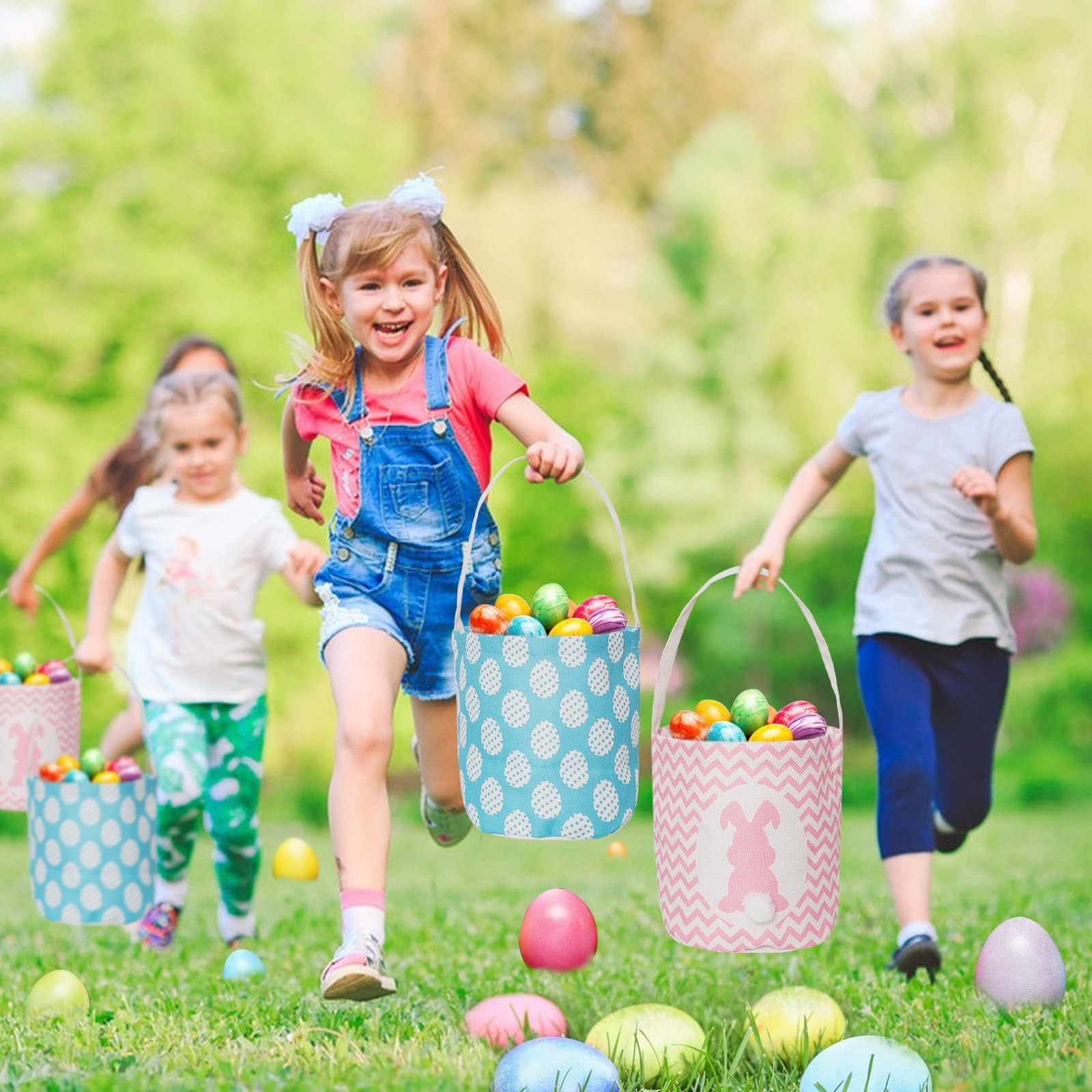 Paoicole 2 Pcs Easter Egg Baskets for Kids, Easter Eggs Hunt Basket for Kids ...