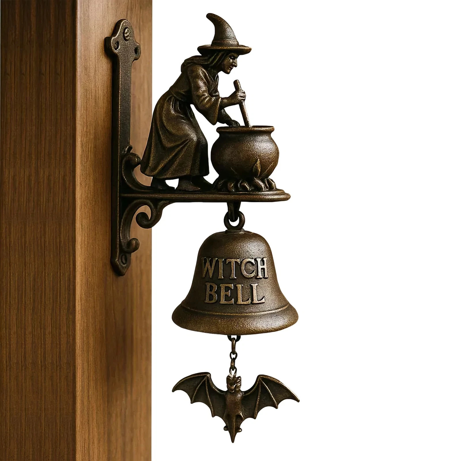 Vintage Dachshund Witch Doorbell –Iron Halloween Door Hanger Bell Outdoor