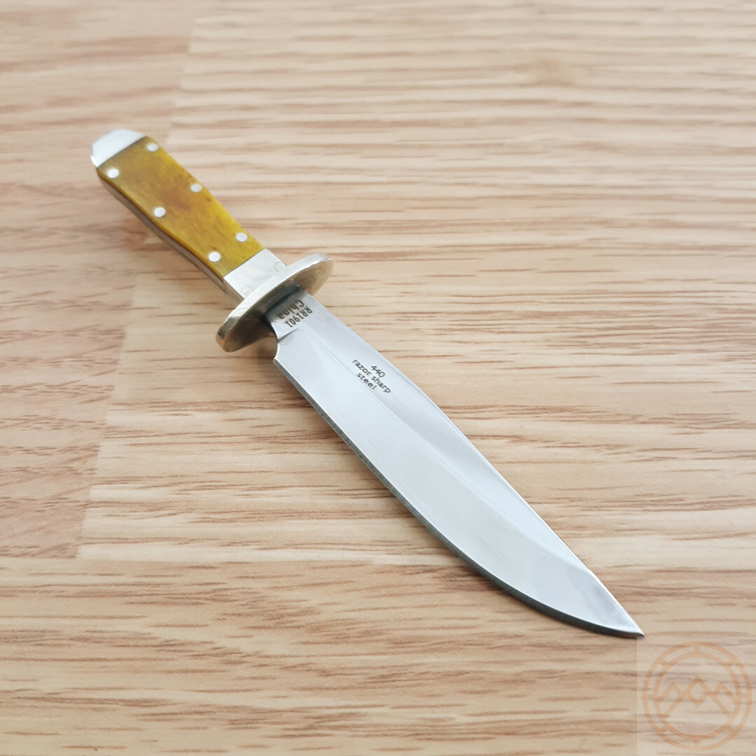 Rough Ryder Texas Mini Bowie Fixed Knife 2.5" Steel Blade Smooth Bone Handle