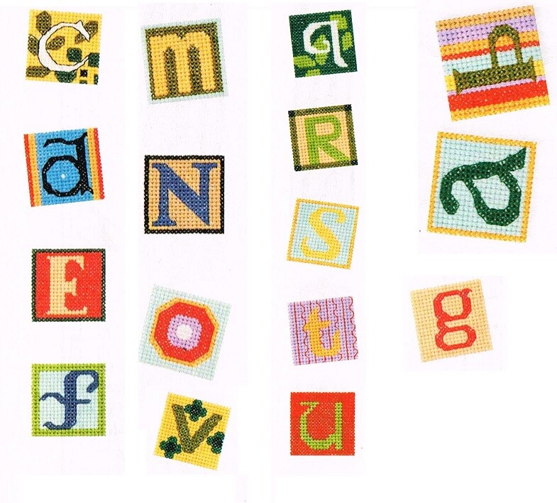 ALPHABET  SQUARES  CROSS STITCH PATTERN ONLY -   YD  QEA