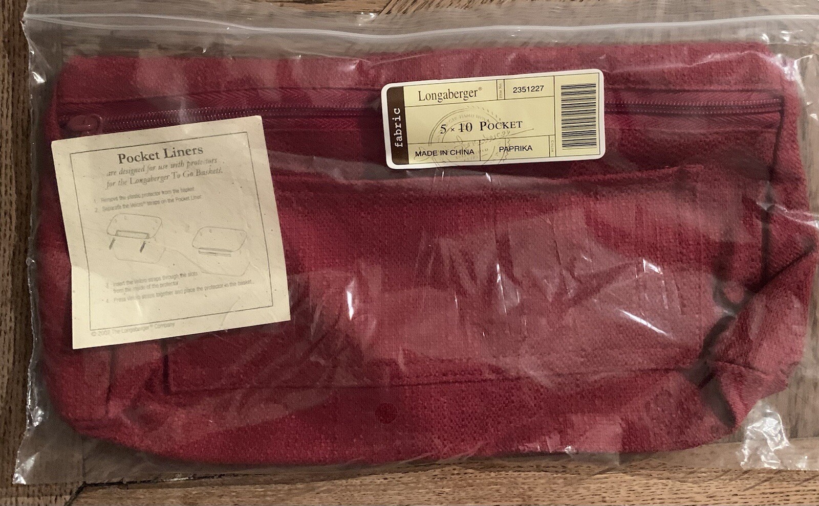 Longaberger 5 X 10 Pocket Line #2351227 Fabric Paprika New In Package