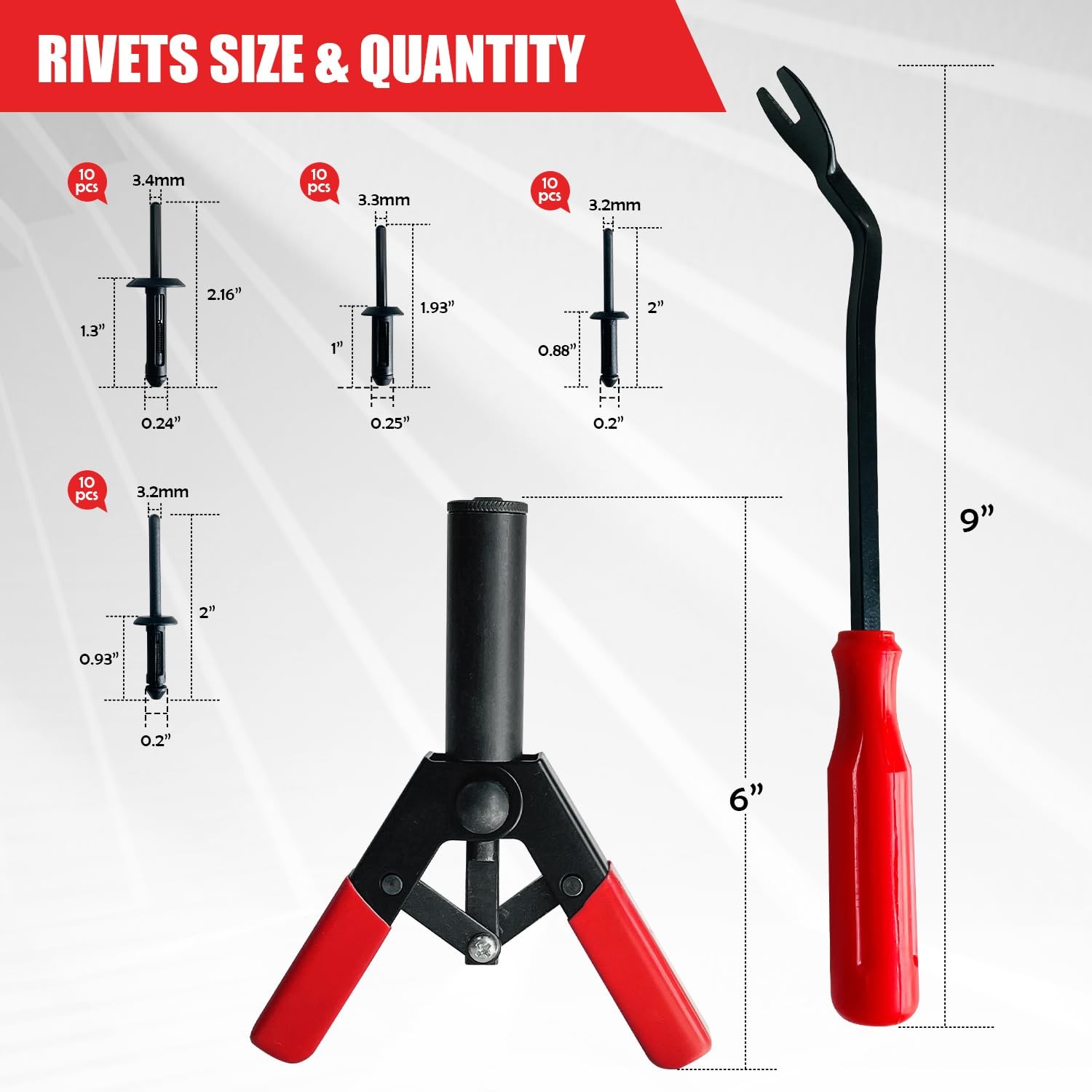 Sutekus Plastic Rivet Gun Set - Includes 40Pcs Poly Rivets Assortment, 1Pcs...
