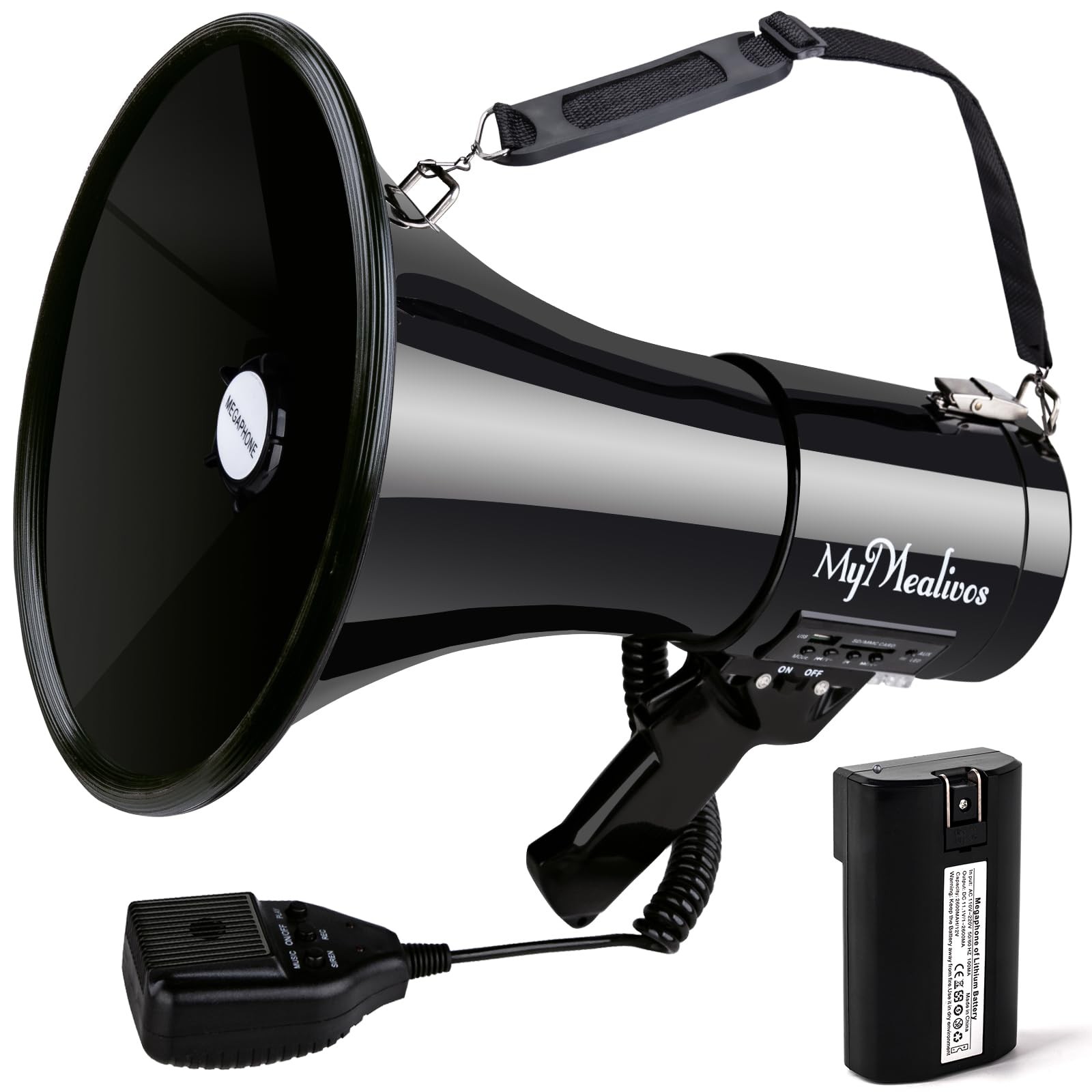 Mymealivos Megaphone With Siren Bullhorn 50 Watt Bullhorn Speaker With