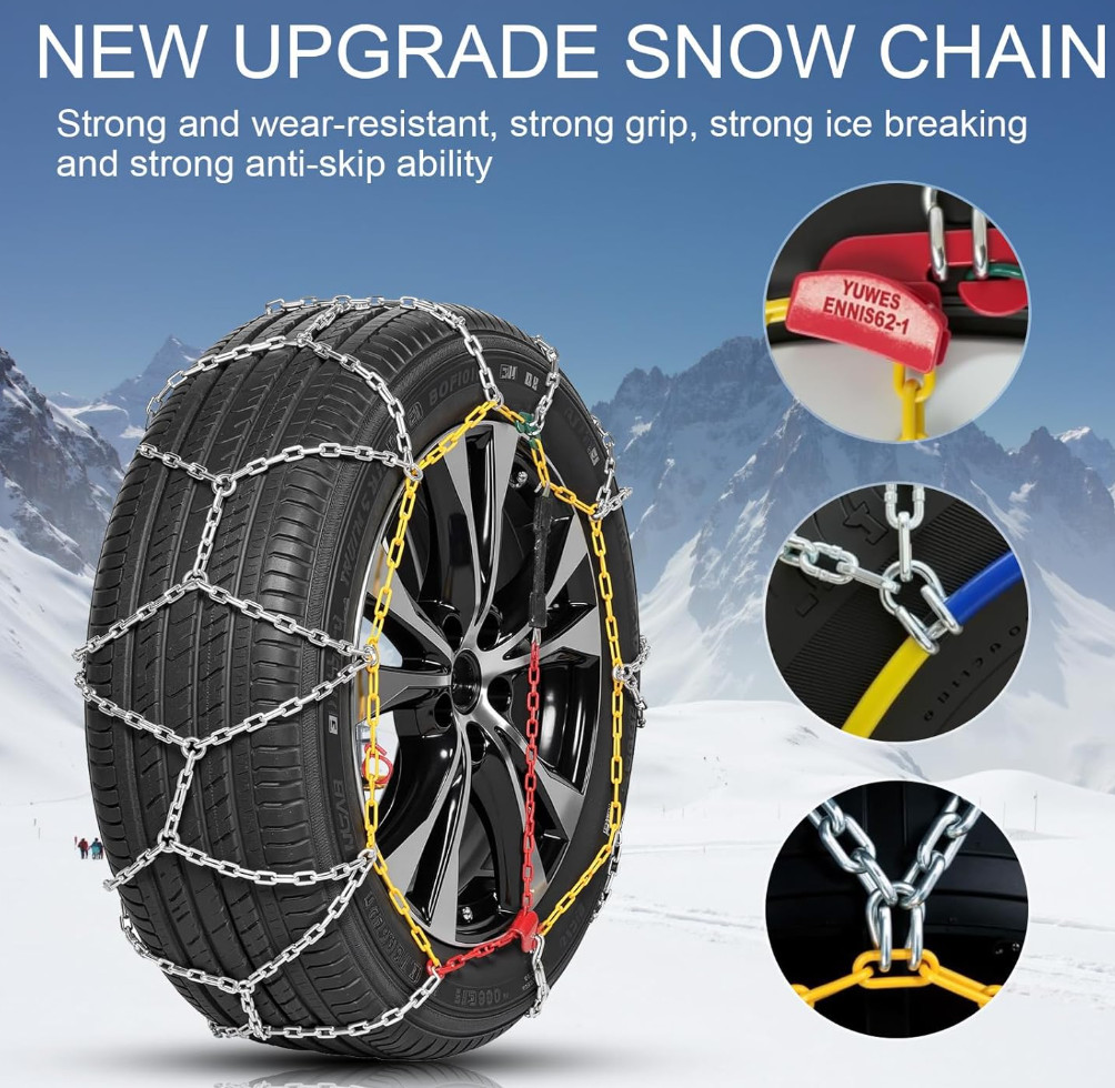 2PCS Snow Chains for Car SUV Pickup Trucks Car,Universal Adjustable KN130